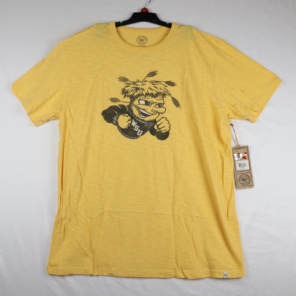47 Brand T-Shirt X-Large Yellow Wichita State Shockers Big Mascot Logo Scrum